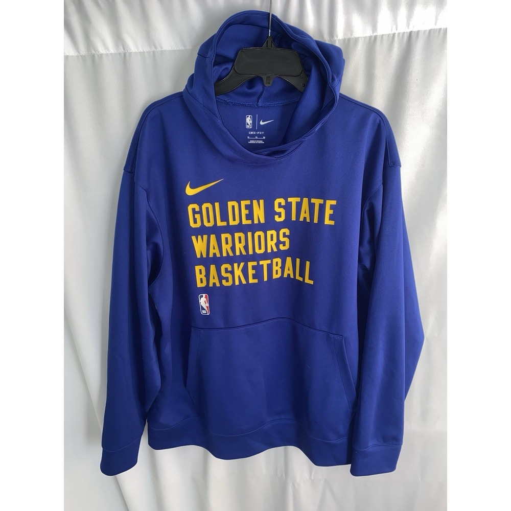 Nike Dri Fit NBA Golden State Warriors Basketball Spotlight Hoodie Blue Mens XL